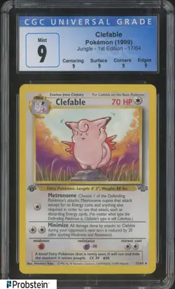 1999 Pokemon Jungle 1st Edition #17/64 Clefable CGC 9 MINT - Image 1