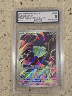 2025 POKEMON EN-MEGA EVOLUTION ILLUSTRATION RARE #133 BULBASAUR AGS 9 - Image 1