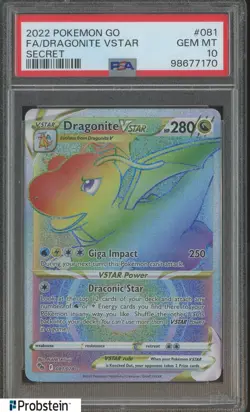 2022 Pokemon GO Secret #081 FA/ Dragonite VStar PSA 10 GEM MINT - Image 1