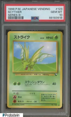 1998 Pokemon Japanese Vending Series III #123 Scyther PSA 10 GEM MINT - Image 1