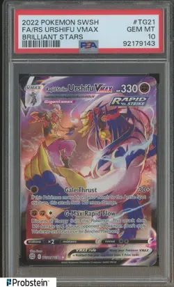 2022 Pokemon SWSH Brilliant Stars #TG21 FA RapidStrike Urshifu PSA 10 GEM MINT - Image 1