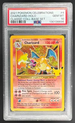 6696 Charizard 2021 Pokemon Sword & Shield Celebrations #4 Classic PSA 10 - Image 1