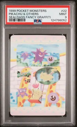 1999 POCKET MONSTERS SEALDASS FANCY GRAFFITI #22 PIKACHU & OTHERS PSA 9 - Image 1