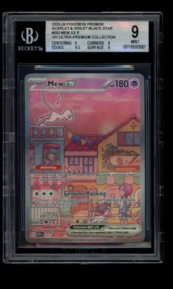 2023 POKEMON S&V 151 UPC MEW EX SVP053 FULL ART BLACK STAR PROMO HOLO BGS 9 C - Image 1