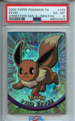 2000 Topps Pokemon Tv Animation Series 3 #133 Eevee Rainbow PSA 6 - Image 1
