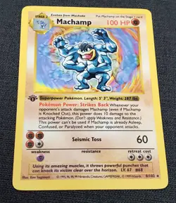 1999 Pokemon 2-Player Starter Set 1st Edition Shadowless #8/102 Machamp HOLO - Image 1