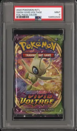 2020 Pokemon - Sword & Shield Vivid Voltage Sealed Pack Celebi - PSA 9 MINT! - Image 1