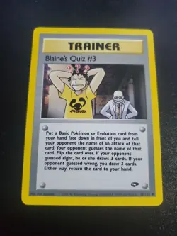 Blaine's Quiz #3 112/132 Gym Challenge Uncommon Light Play Pokemon DNA GAMES - Image 1