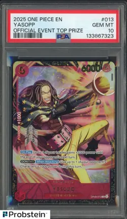 2025 ONE PIECE PROMOS #013 YASOPP OFFICIAL EVENT TOP PRIZE PSA 10 GEM MINT - Image 1
