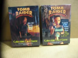 2 Tomb Raider Collectible Card Games 1999 Lara Croft Trapped in the Tombs +Caves - Image 1