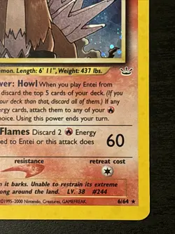 Entei Holo Rare Neo Revelation 6/64 Pokemon WOTC Holo Rare English LP - Image 4
