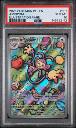 2025 POKEMON PFL EN-PHANTASMAL FLAMES #107 AMBIPOM ILLUSTRATION RARE PSA 10(Q112 - Image 1