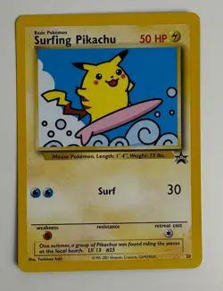 2001 WOTC POKEMON LEAGUE SURFING PIKACHU #28 BLACK STAR PROMO NM E - Image 3