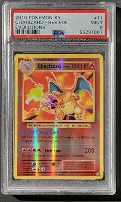 PSA 9 Charizard 11/108 Evolutions Reverse Holo (Pokemon TCG) CCG - Image 1