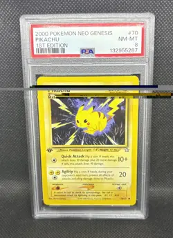 Pikachu 1st Ed. Pokemon Neo Genesis PSA 8 2000 - Image 1