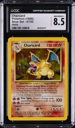 1999 POKEMON BASE SET UNLIMITED CHARIZARD CGC 8.5 - Image 1