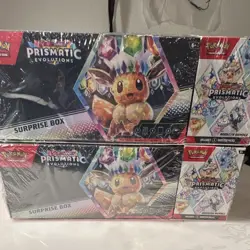 Pokemon Prismatic Evolutions Surprise Box Booster Bundle Eevee Promo 2 Boxes - Image 1