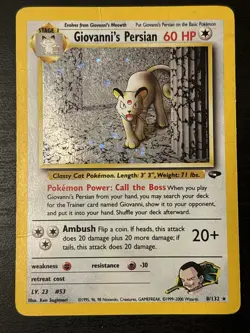 2000 Pokemon Gym Challenge Giovanni's Persian Holo #8/132 Hp - Image 1
