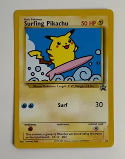 2001 WOTC POKEMON LEAGUE SURFING PIKACHU #28 BLACK STAR PROMO NM G - Image 3