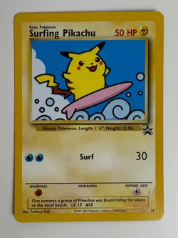 2001 WOTC POKEMON LEAGUE SURFING PIKACHU #28 BLACK STAR PROMO NM G - Image 4