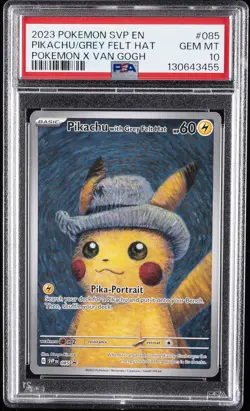2023 POKEMON SVP EN-SV BLACK STAR PROMO #085 PIKACHU WITH GREY FELT HAT PSA 10 - Image 1