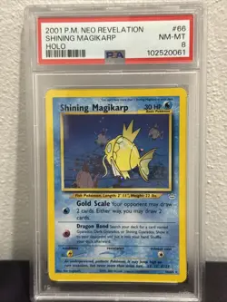 Pokemon TCG Shining Magikarp Neo Revelation Holo Card 66/64 Secret Rare PSA 8 - Image 1