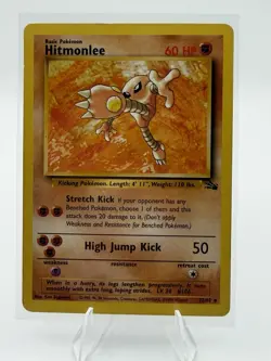 Pokemon Hitmonlee 60 HP Rare Fossil Card 22/62 English Unlimited Regular - Image 1