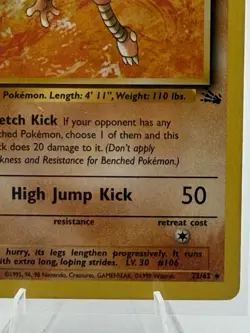 Pokemon Hitmonlee 60 HP Rare Fossil Card 22/62 English Unlimited Regular - Image 2