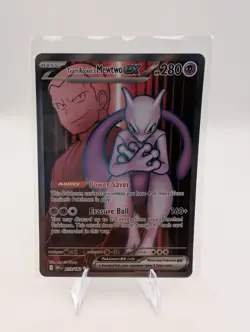 Pokemon TCG Destined Rivals Team Rockets Mewtwo EX Ultra Rare Card 213/182 - Image 1