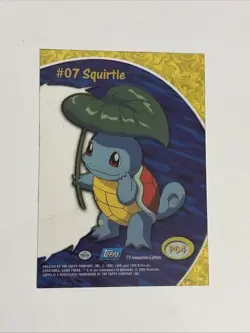 2000 Topps Pokemon #07 Squirtle Blue Logo TV Animation Clear Card #PC4 - Image 1