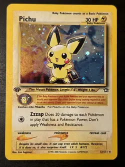 Pokemon Cards Pichu 12/111 1ST EDITION Neo Genesis Holo Rare Mp - Image 1