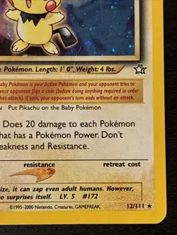 Pokemon Cards Pichu 12/111 1ST EDITION Neo Genesis Holo Rare Mp - Image 4
