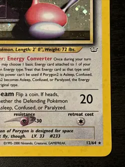 Porygon2 Neo Revelation Holo Rare Card 12/64 Pokemon Wotc Holo Rare TCG Lp - Image 4