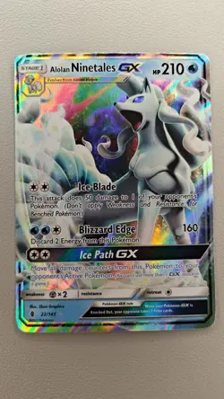 Alolan Ninetales GX 22/145 SM Guardians Rising Ultra Rare Holo Pokemon Card LPO - Image 1