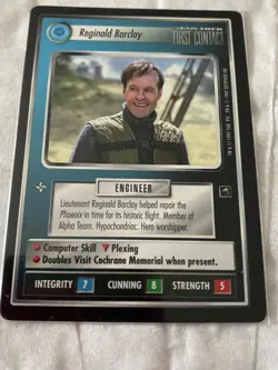 Star Trek CCG 1E FC REGINALD BARCLAY Rare Card NEVER PLAYED - Image 1