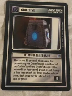Star Trek CCG 1E DS9 HQ: RETURN ORB TO BAJOR Rare Card NEVER PLAYED - Image 1
