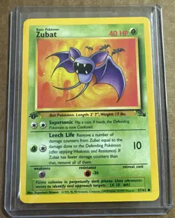 1st Edition Zubat 57/62 Fossil Set - Common Pokemon Card - NM - Image 1