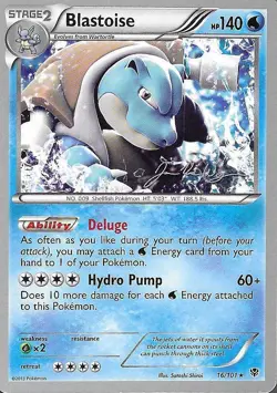 Blastoise World Championship 2015 Pokemon TCG 16/101 Rare Signed Non Holo LP - Image 1