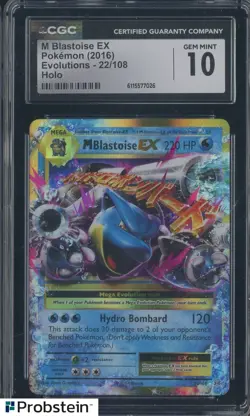 2016 Pokemon Evolutions #22 M Blastoise EX Holo CGC 10 GEM MINT - Image 1