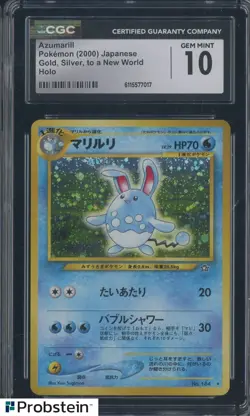 2000 Pokemon Japanese Gold Silver to a New World #184 Azumarill Holo CGC 10 - Image 1