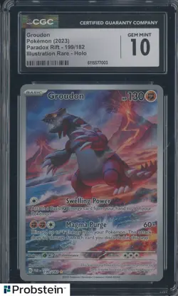 2023 Pokemon Paradox Rift Illustration Rare #199 Groudon CGC 10 GEM MINT - Image 1