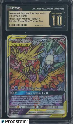 2019 Pokemon BSP Hidden Fates ETB Moltres & Zapdos & Articuno GX CGC 10 PRISTINE - Image 1