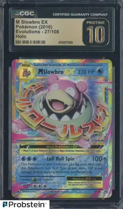 2016 Pokemon Evolutions #27 M Slowbro EX Holo CGC 10 PRISTINE - Image 1