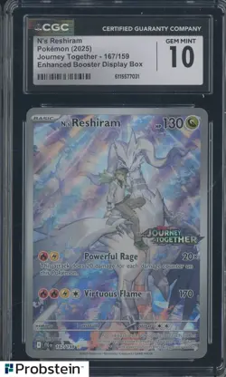 2025 Pokemon Journey Together Enhanced Booster Display Box N's Reshiram CGC 10 - Image 1