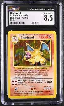 1999 WOTC POKEMON GAME UNLIMITED BASE SET CHARIZARD #4/102 RARE HOLO CGC 8.5 - Image 1