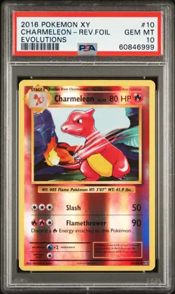 2016 POKEMON XY EVOLUTIONS #10 CHARMELEON-REVERSE FOIL PSA 10 - Image 1