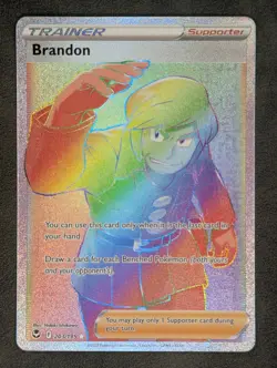 Brandon (Secret) 203/195 Pokemon TCG Secret Rare SWSH12: Silver Tempest NM - Image 1