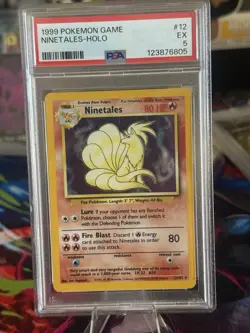 1999 Pokemon Ninetales Base Set Holo 12/102 PSA 5 - Image 1