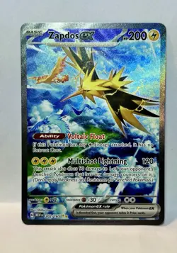 Pokemon Zapdos EX Full Art Holo 202/165 MEW Set Ancient Bird 200 HP TCG 2023 - Image 1