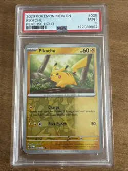 2023 POKEMON MEW EN-151 REVERSE HOLO #025 PIKACHU PSA 9 - Image 1